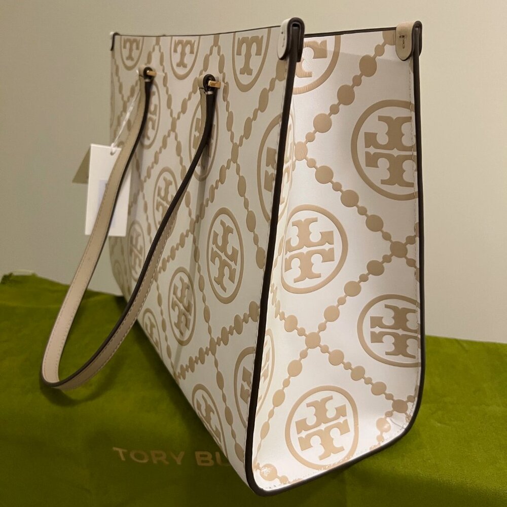 TORY BURCH T Monogram Contrast Embossed Tote (NWT) - Picture 4 of 10